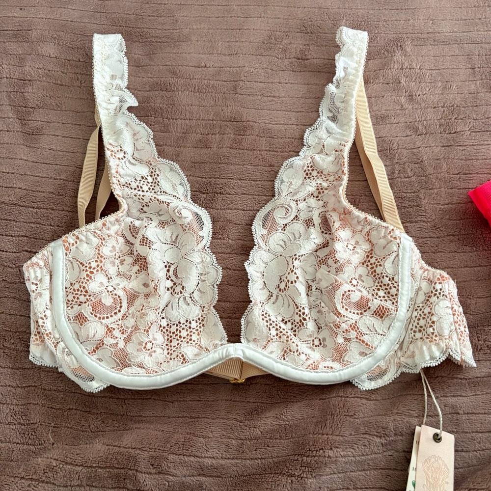 We Are HAH For Free People 2 Timer Bra Elegant Lace Underwire Cream 30-38 B